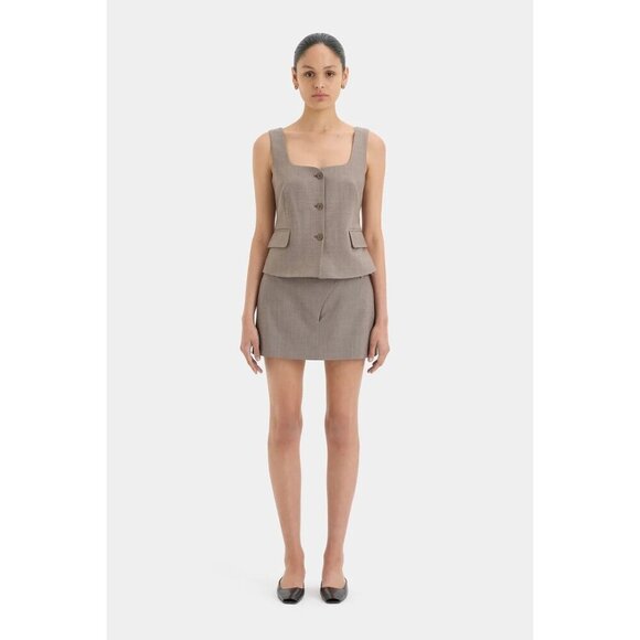 SIR. Leonardo Button Down Bodice Top in taupe 3/L New as-is Womens Sleeveless - Picture 13 of 13